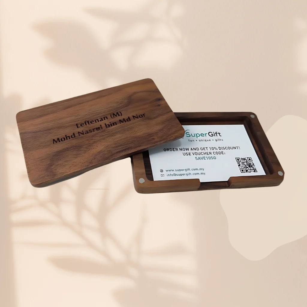 Wooden Business Card Holder Magnetic ...