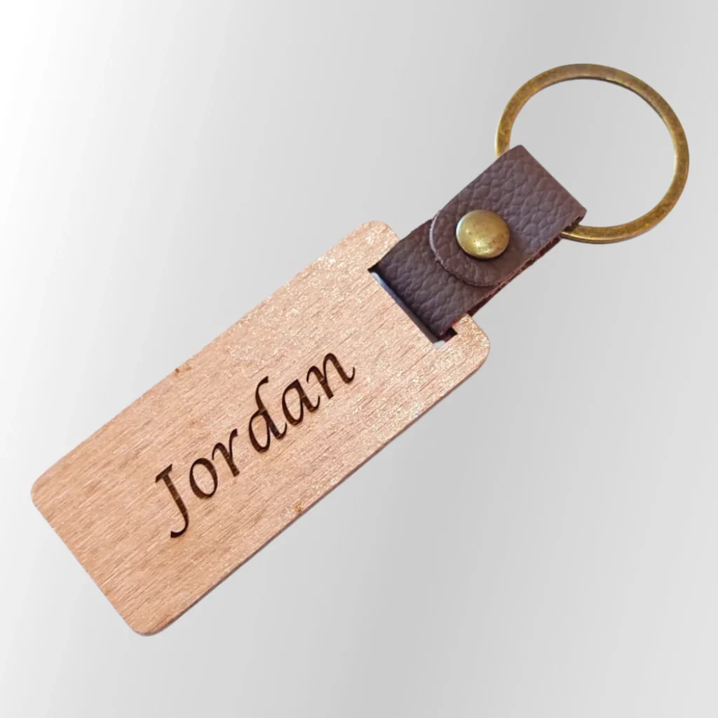 Minimalist Wooden Keychain with Leather ...