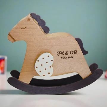 Wooden Rocking Horse Music Box