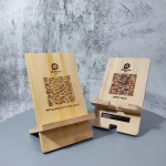 Custom Engraved wooden Display QR Stand