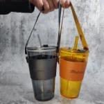 Custom Glass Mugs with Handle and Straw