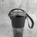 Custom Glass Mugs with Sleeve Black