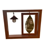 Handcrafted Leaf Art Frame with Miniature Hanging Lamp – Eco Decor Gift