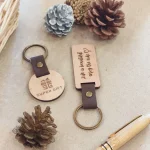 Minimalist Wooden Keychain with Leather Loop 2