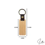 RACTANGLE LEATHER WOOD KEYCHAIN RM15.90