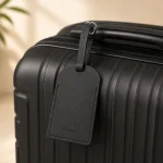 leather luggage tag - on luggage 1
