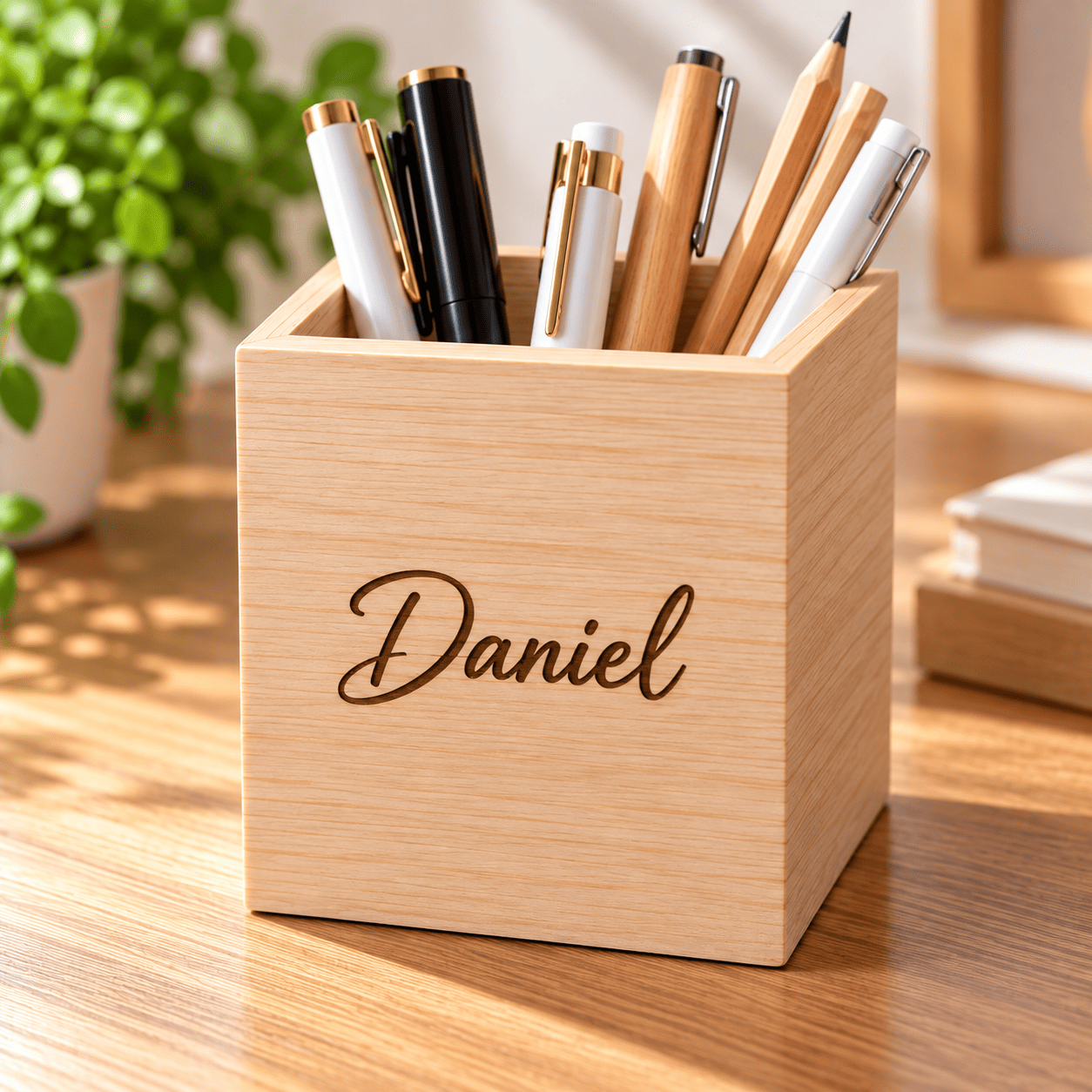 Minimalist Natural Wood Pencil Holder