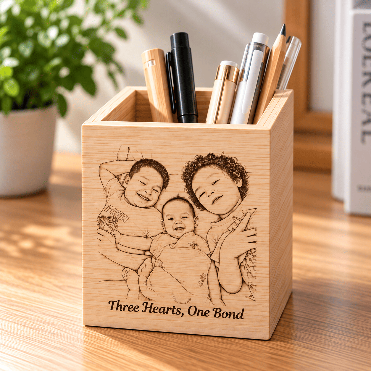 Minimalist Natural Wood Pencil Holder